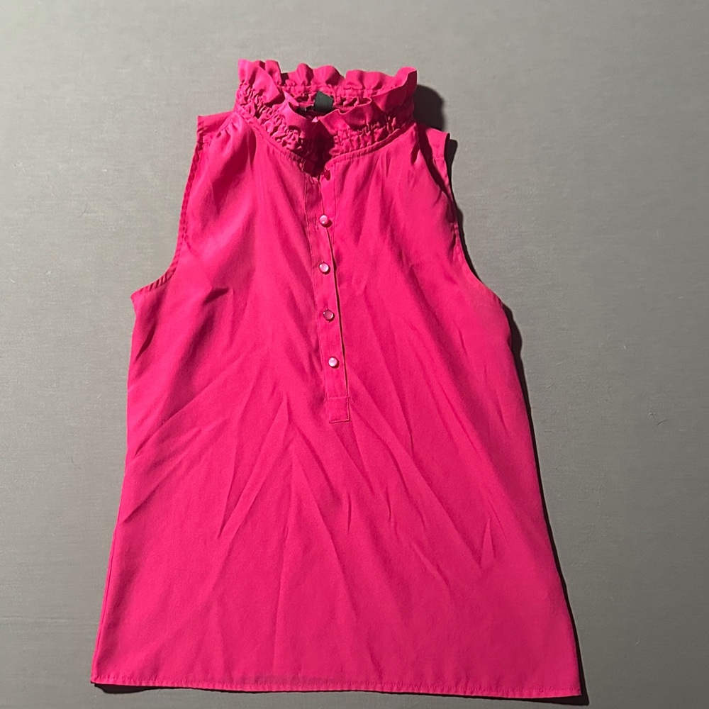 J. Crew Fuchsia Sleeveless Ruffle Blouse